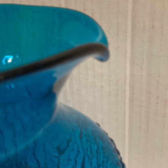 Vintage Bischoff/Indiana Handcraft Hand Blown Glass Ribbed Textured Pitcher - Picture 4 of 7